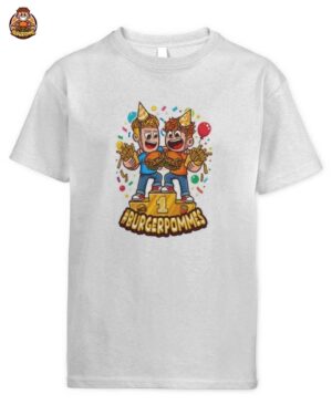 LukasBS Burgerpommes Kinder T-Shirt – Zwei Freunde auf dem Siegerpodest Edition